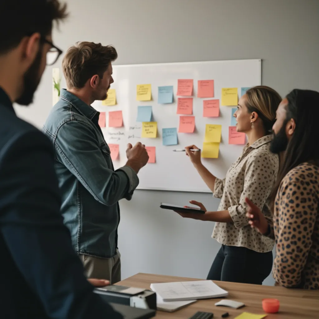 Equipo de ConsultoríaPro en sesión de brainstorming
