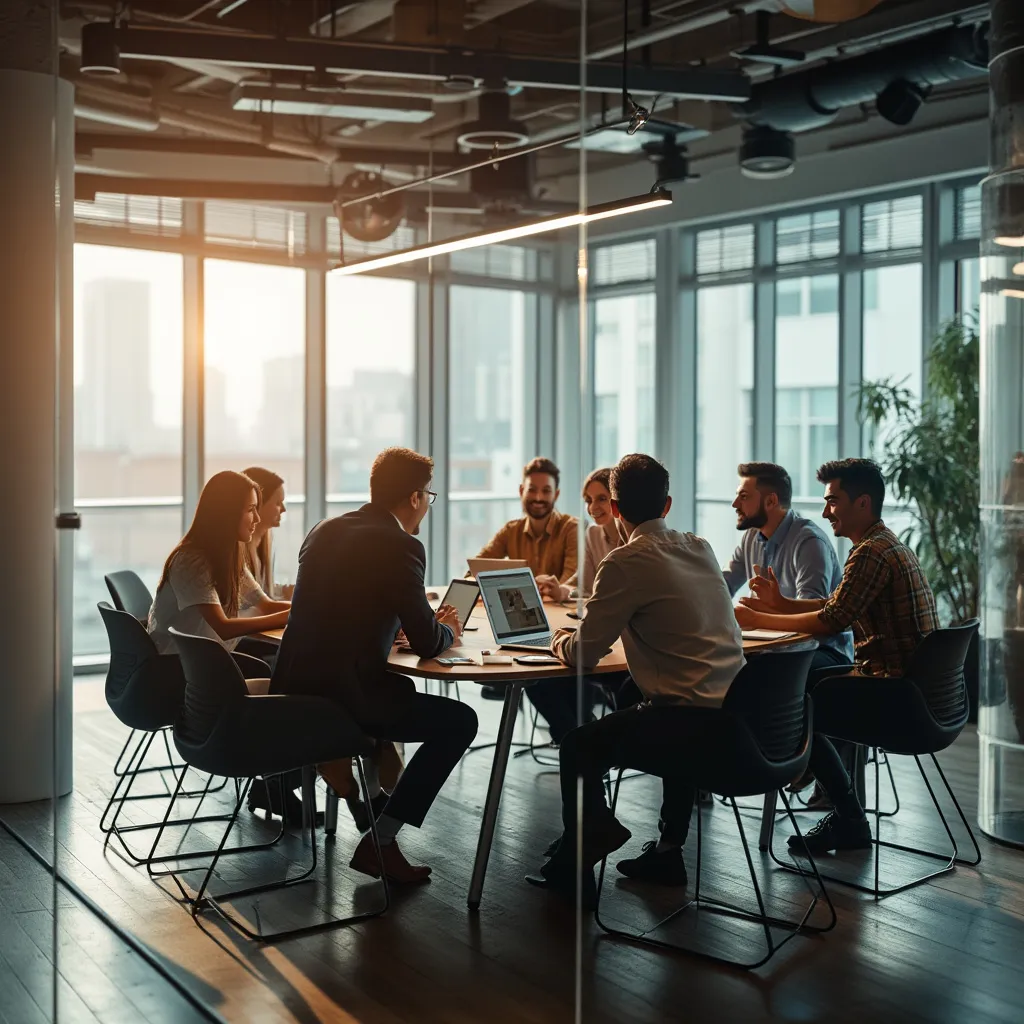 Oficina moderna de ConsultoríaPro con equipo colaborando
